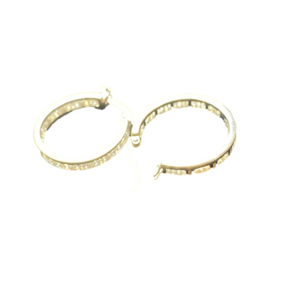 STERLING silver cubic zirconia pierced hoop earrings - Picture 3 of 7